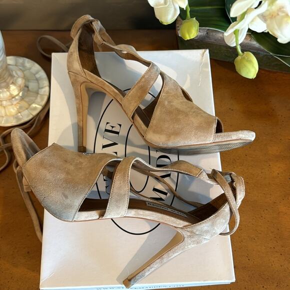 Steve Madden Suede Sashy Lace-Up Heels – Blush Beige, Size 10 - Picture 6 of 6